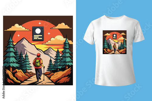 vintage mountain outdoors mountain artwork, explore the nature life, outdoors t shirt design for vactor, Adventure vector artwork print design for t shirt and others.
