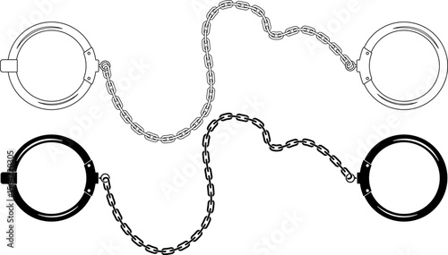 outline silhouette legcuffs icon set