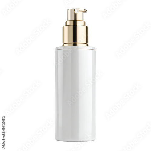 Plastic white bottle cosmetic container white gold on transparent background