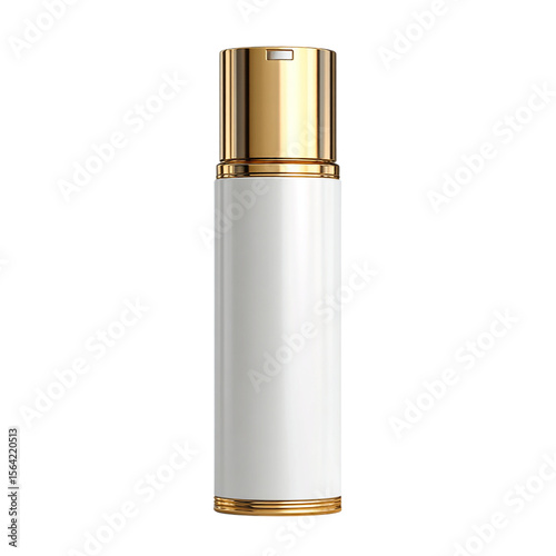 Plastic white bottle cosmetic container white gold on transparent background