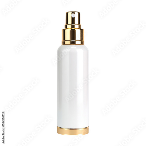 Plastic white bottle cosmetic container white gold on transparent background