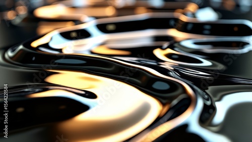 Liquid mercury surface reflecting distorted light