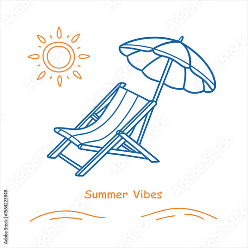 beach chair and umbrella