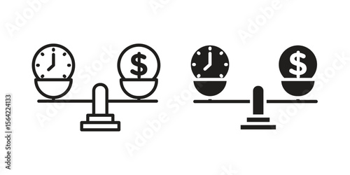 Time and money compare scale icon. Vector Illustration. Isolated vector Illustration. EPS Illustration.