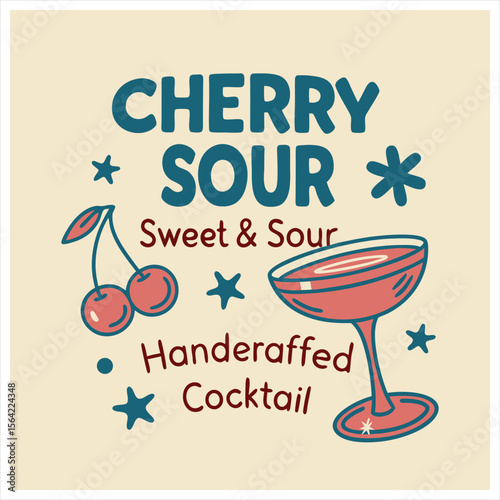 Retro cherry sour cocktail with a sweet and sour flavor profile