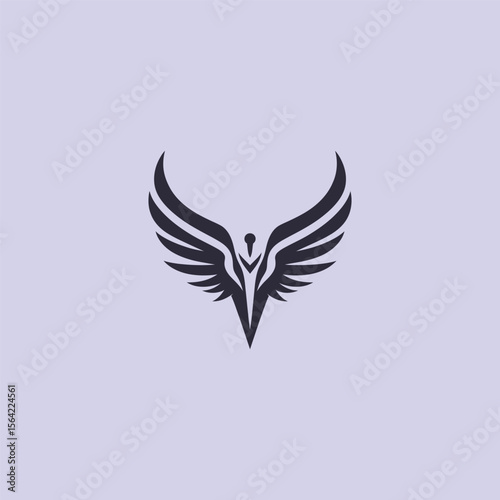 Valkyrie wings logo in bold and simple silhouette design.
