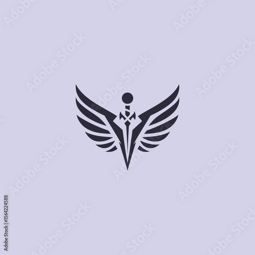Valkyrie wings logo in bold and simple silhouette design.