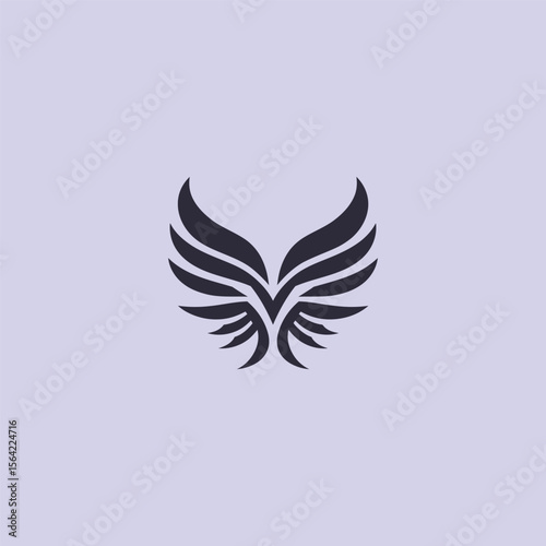 Valkyrie wings logo in bold and simple silhouette design.