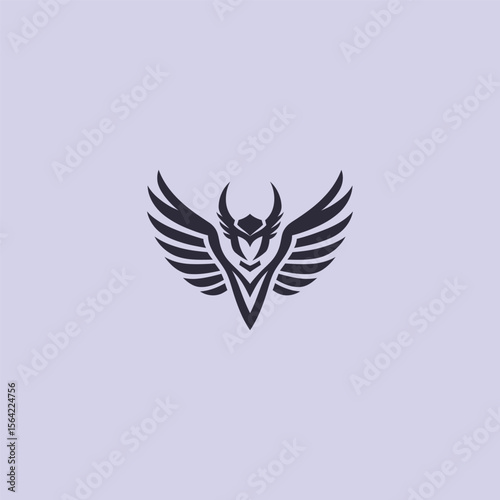 Valkyrie wings logo in bold and simple silhouette design.