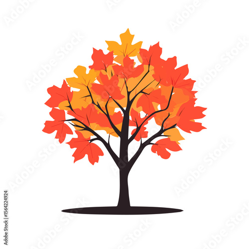 My A Simple flat 2D illustration maple tree isolated on transparent background, vector, animation design, simple flat 2D clipart, design by me. My vector design