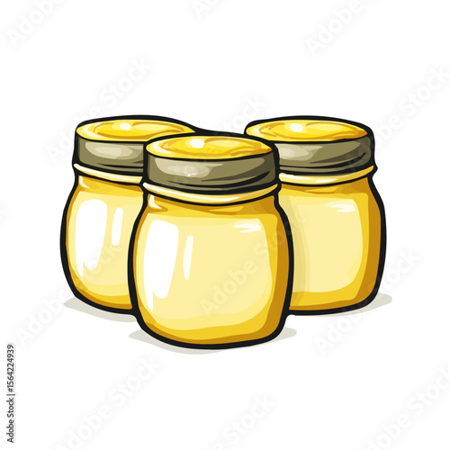 My A Simple flat 2D illustration mayonnaise jars group isolated on transparent background, vector, animation design, simple flat 2D clipart, design by me. My vector design