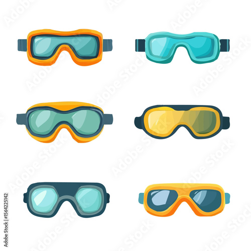 My A Simple flat 2D illustration protective goggles set isolated on transparent background, vector, animation design, simple flat 2D clipart, design by me. My vector design