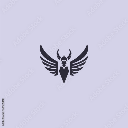 Valkyrie wings logo in bold and simple silhouette design.