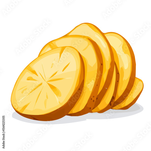 My A Simple flat 2D illustration icon sliced potato  isolated on transparent background, vector, animation design, simple flat 2D clipart, design by me. My vector design