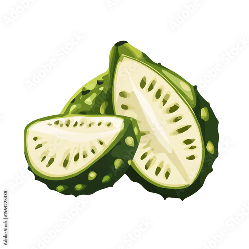 My A Simple flat 2D illustration sliced soursop icon isolated on transparent background, vector, animation design, simple flat 2D clipart, design by me. My vector design