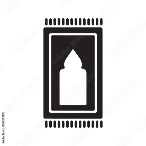 Islamic Prayer Mat Silhouette Icon Muslim Worship Rug Vector