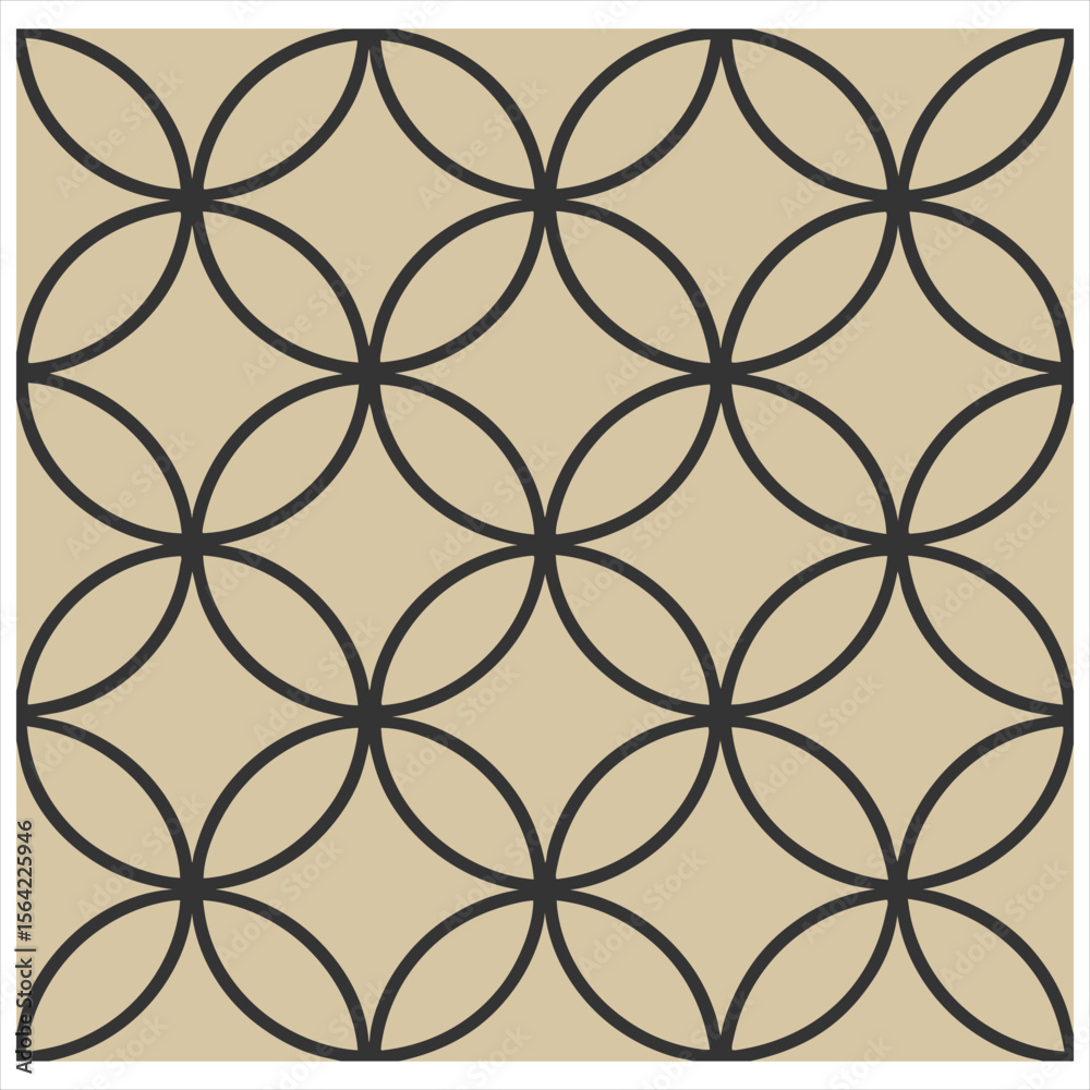 Fototapeta premium Seamless geometric pattern of interlocking circles on a beige background