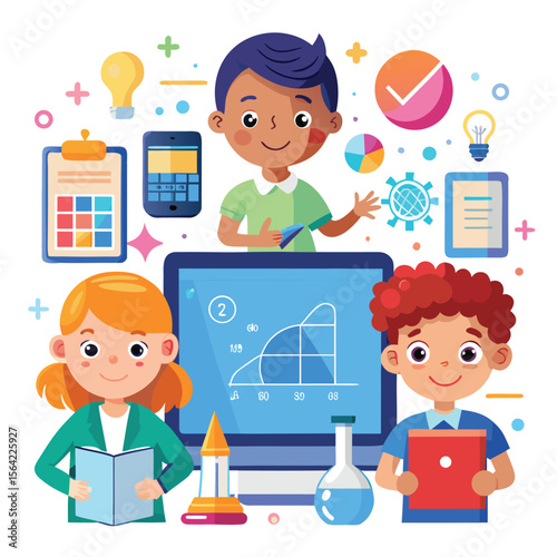 Diverse students engaged in learning and exploring science and technology concepts