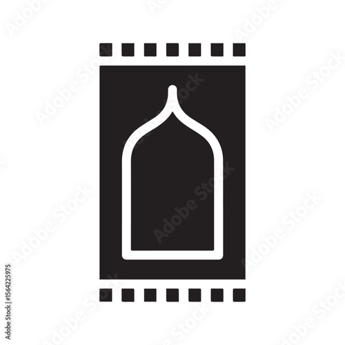Islamic Prayer Mat Silhouette Icon Muslim Worship Rug Vector