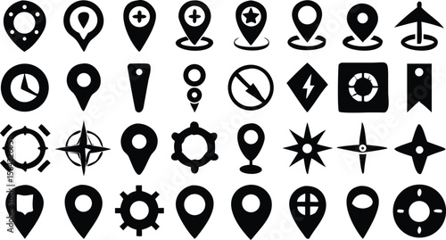 Map Marker Icon Set  Vector Location Pins & Navigation Symbols for UI/UX Design