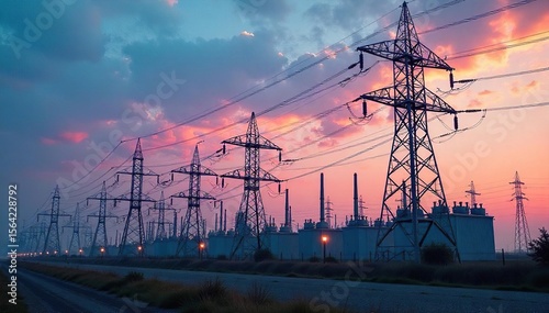 High-Voltage Power Network at a Nuclear Energy Plant Essential Infrastructure for Electricity Generation and Distribution
