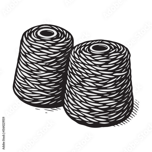 Silhouette image of thread on white background