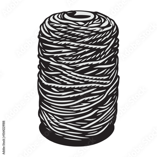 Silhouette image of thread on white background