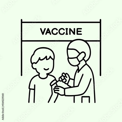 Vector Child Receiving Vaccine at Medical Clinic