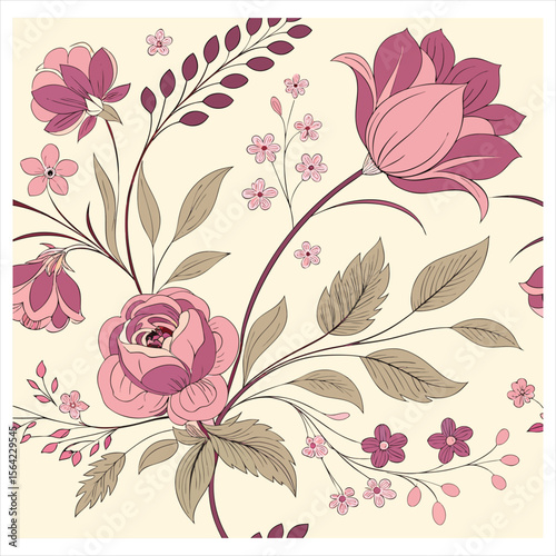 Delicate pastel floral illustration with soft colors and whimsical elements