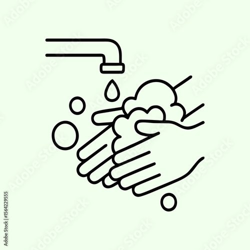 Vector Hand Washing with Soap and Water for Hygiene