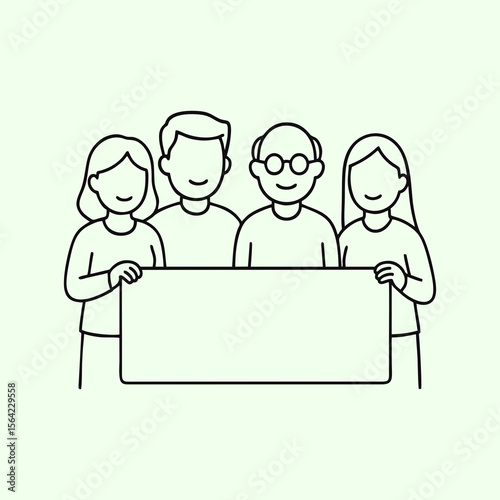 Vector Group of People Holding Blank Sign