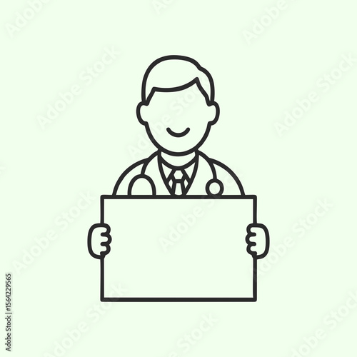Vector Medical Doctor Holding Blank Sign for Health Message