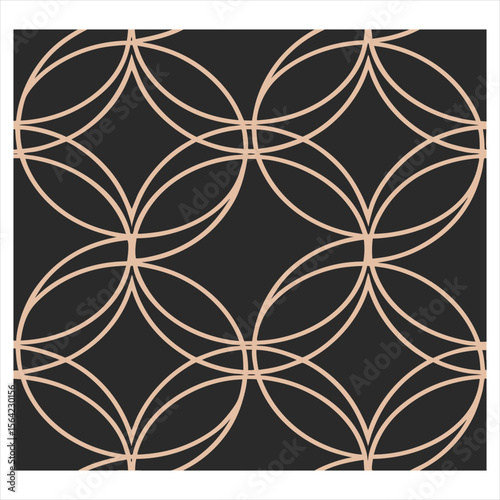 Seamless geometric pattern of interlocking circles on a beige background