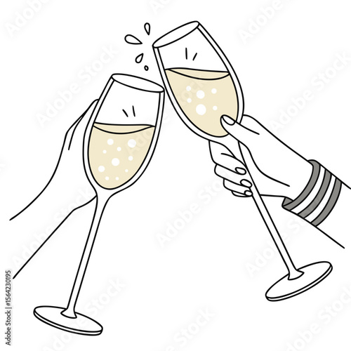 Clinking Champagne Glasses with Bubbles celebration toast