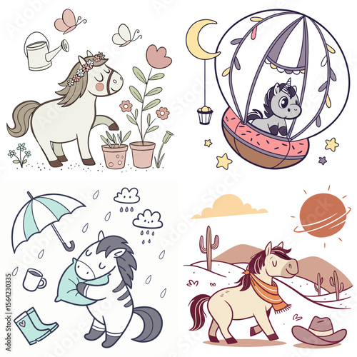 High-Quality wild horses Illustrations in Various Styles – SVG Bundle