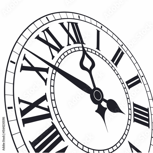 Vintage clock face with roman numerals and ornate hands time antique
