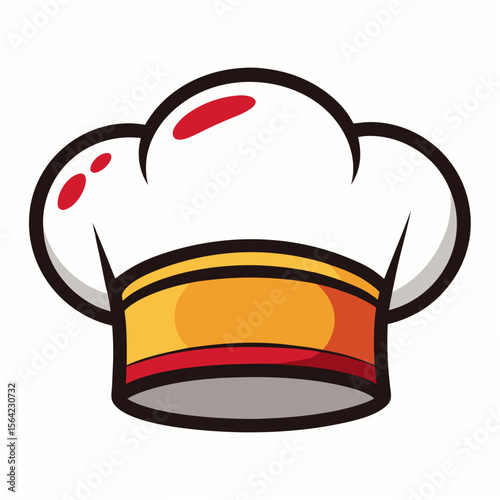 Chef hat with red accents and yellow band cooking culinary