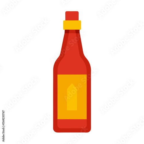Red and yellow barbecue sauce bottle with label condiment food