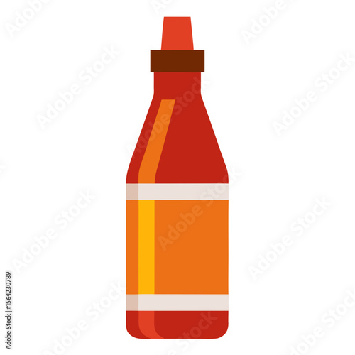 Red and orange barbecue sauce bottle with brown cap condiment food