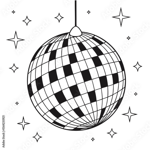 Disco ball with sparkling stars party celebration