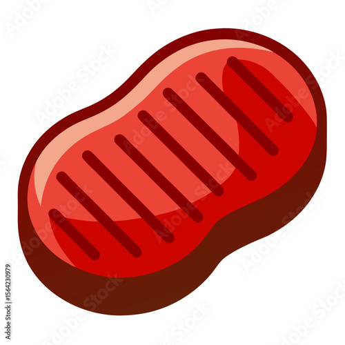Juicy grilled steak with red meat and dark brown edges vector