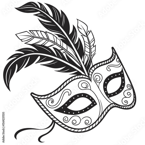 Ornate Venetian Mask with Feathers masquerade mask party mask