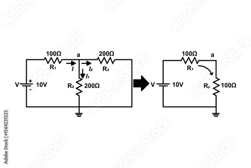 Series and parallel electrical circuits. Parallel circuit, Series circuit, basic electric circuits experiment vector. Kirchhoff voltage law. series and parallel circuits with Batter and light bulb