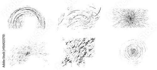 Abstract Black Grunge Textures With Distressed Ink Patterns Vector Set