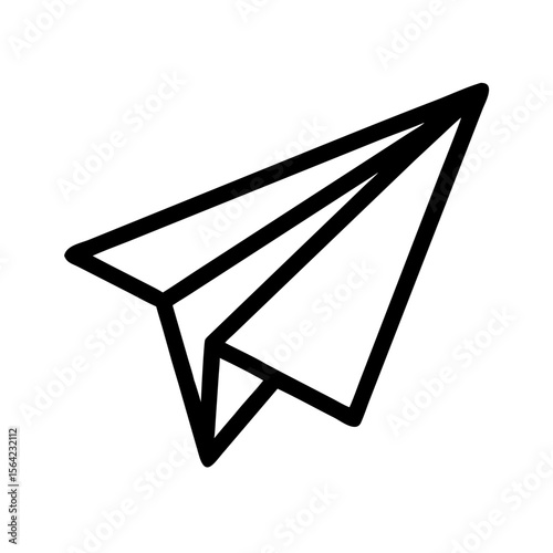 Classic paper airplane in flight silhouette origami flying