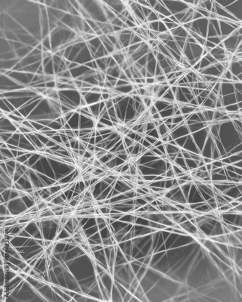 Obraz premium Intricate Patterns of Intertwined Thread-Like Structures in Monochrome