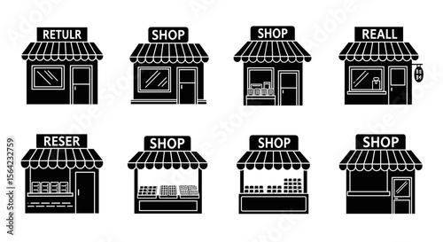 Shopfronts and storefronts retail store building vector