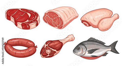 Assortment of meats and protein sources for cooking meals