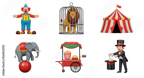 Circus animals performers and tent illustration vector