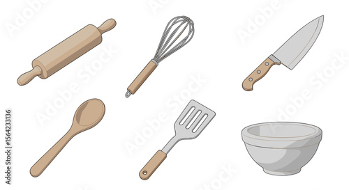 Illustration of baking utensils for cooking and kitchen